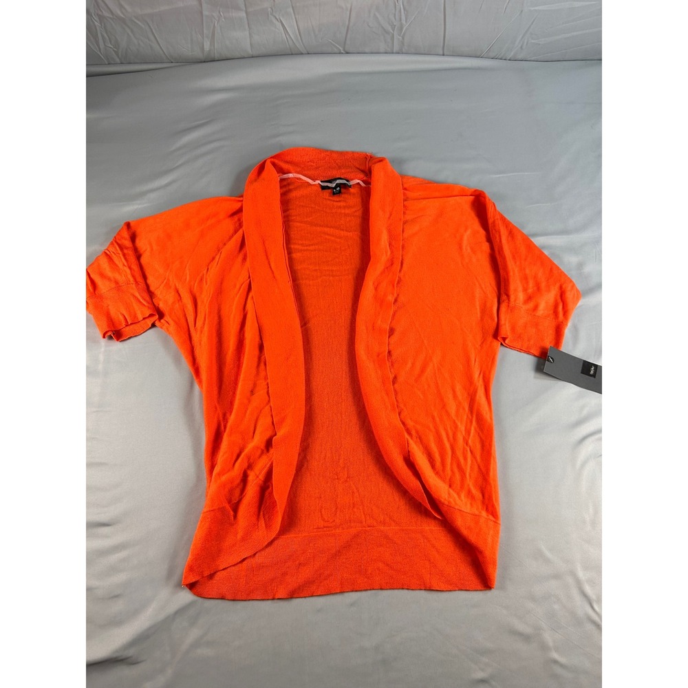 Mossimo Womens Orange Open Front Cardigan Sweater Short Sleeve Size L NEW - Picture 9 of 10
